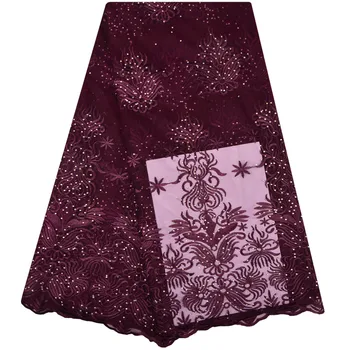 

Latest African Laces 2018 Stones Lace Fabric Nigerian French Lace Fabrics High Quality French Tulle Lace Fabric For Women 1201