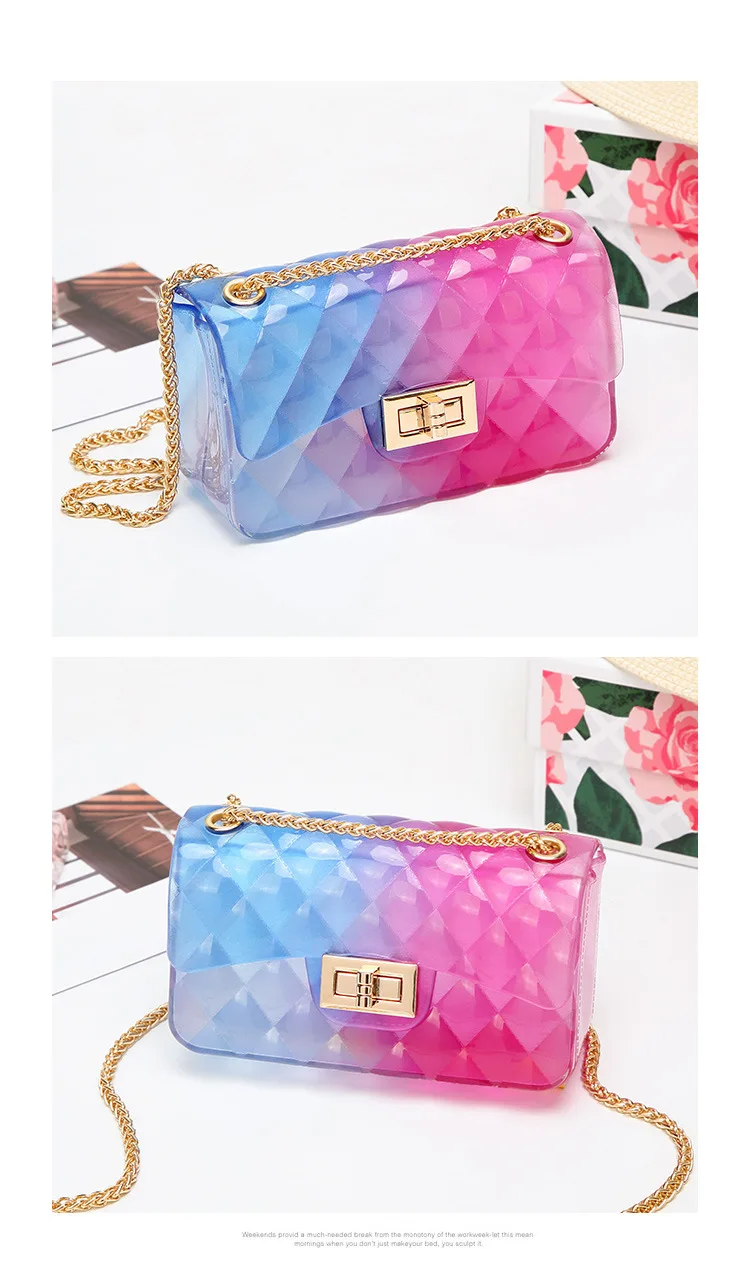 Bolsa feminina xadrez saco de geléia pvc