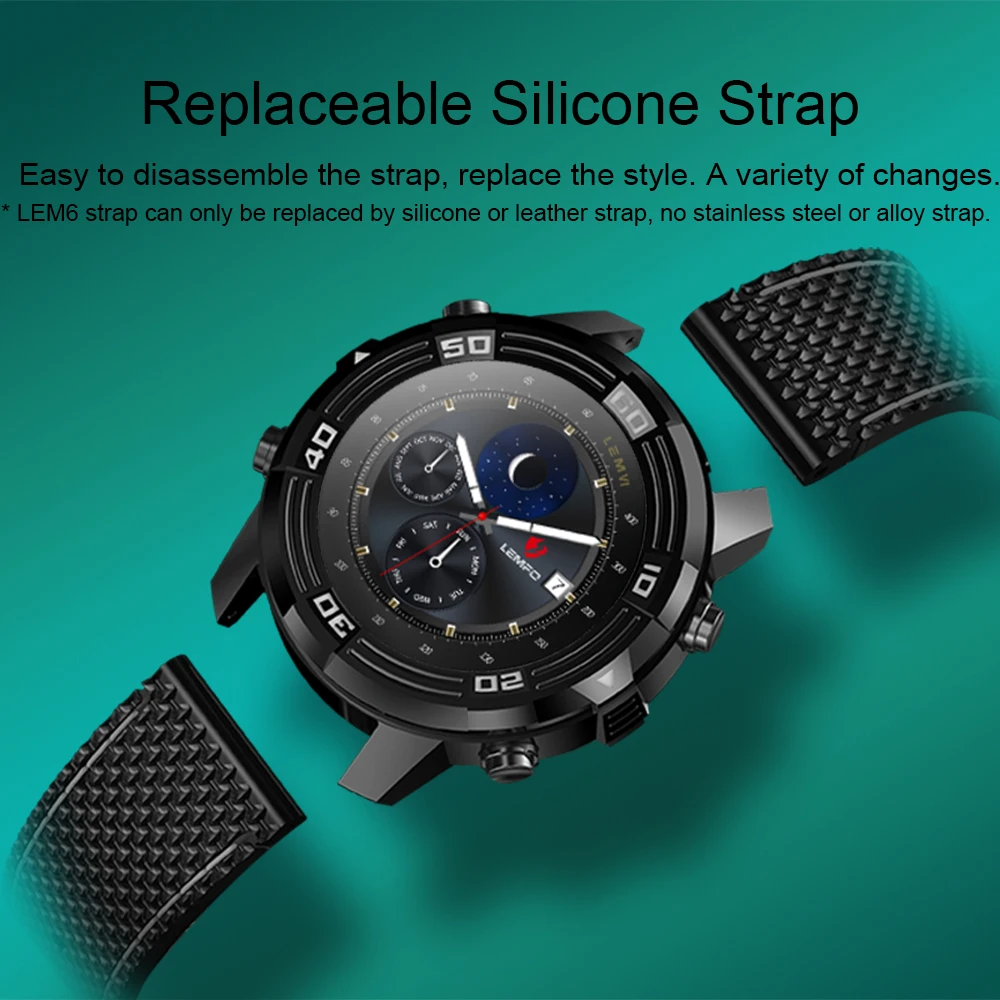 LEMFO LEM6 Smart Watch Men Android 5.1 Watch Phone IP67 Waterproof GPS Tracker 1GB + 16GB Smartwatch with Replaceable Strap