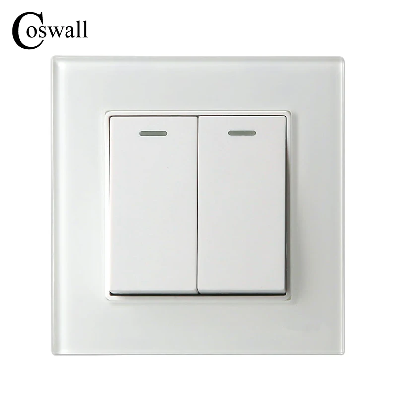 Coswall 2 Gang 1 Way Luxury Crystal Glass Panel Light