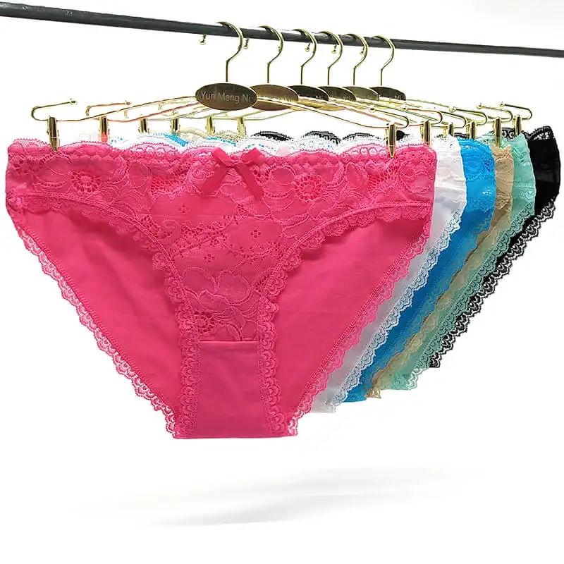 Pack of 96 Lace Trim Cotton Lady Panties Laced Women Short Brief Women