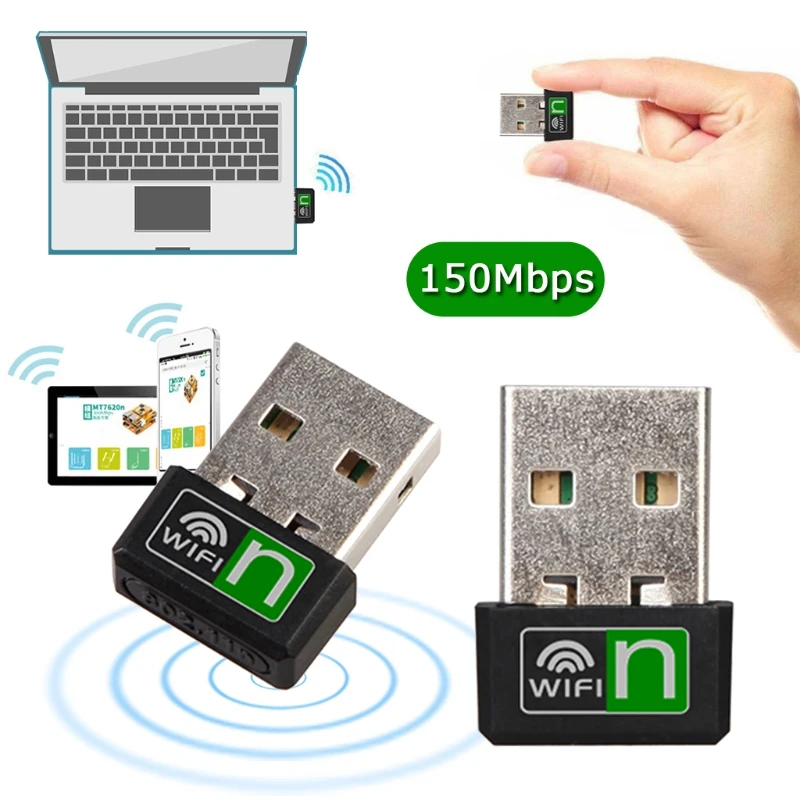 

USB 150Mbps Wireless WiFi Adapter Network Lan Card Dongle MT7601 for PC Laptop