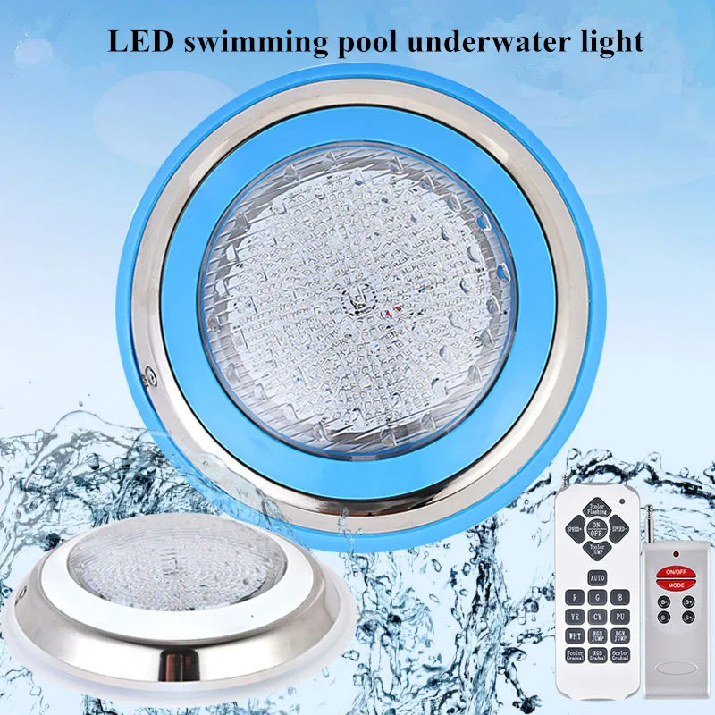 

AC 12V 18W 24W 36W RGB 7 Color Swimming Pool Bright LED Light Underwater Lamp with Remote Control Par56 Stainless Wall Lamp