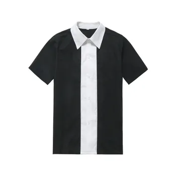 

2019 Clothing Rockabilly Men Clothing Black White Color Vintage Shirt Man's Retro Inspired 60's Work Clothes