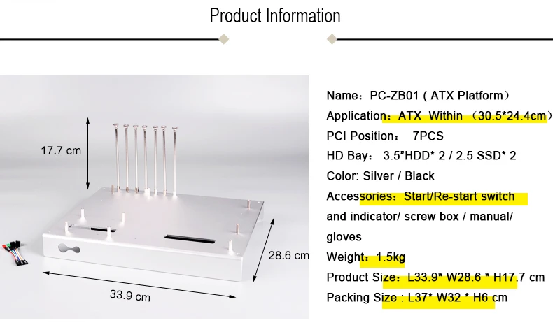 QDIY PC-ZB01 ATX открытый охлаждающий алюминиевый сплав PC чехол аппаратные средства материнская плата дисплей платформа Кронштейн Рамка Шасси