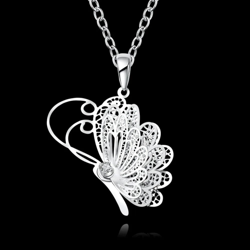 

GIEMI Fashion Jewelry 925 Sterling Silver Charms Butterfly Pendants Necklaces For Women Smart Girls With Cubic Zirconia