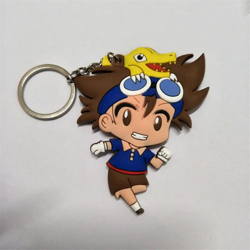 Anime Digimon Figure Toys Agumon Gabumon Koromon Tanemon Gomamon Piyomon Patamon Yagami Taichi Keychain Pendant Dolls 10pcslot (13)