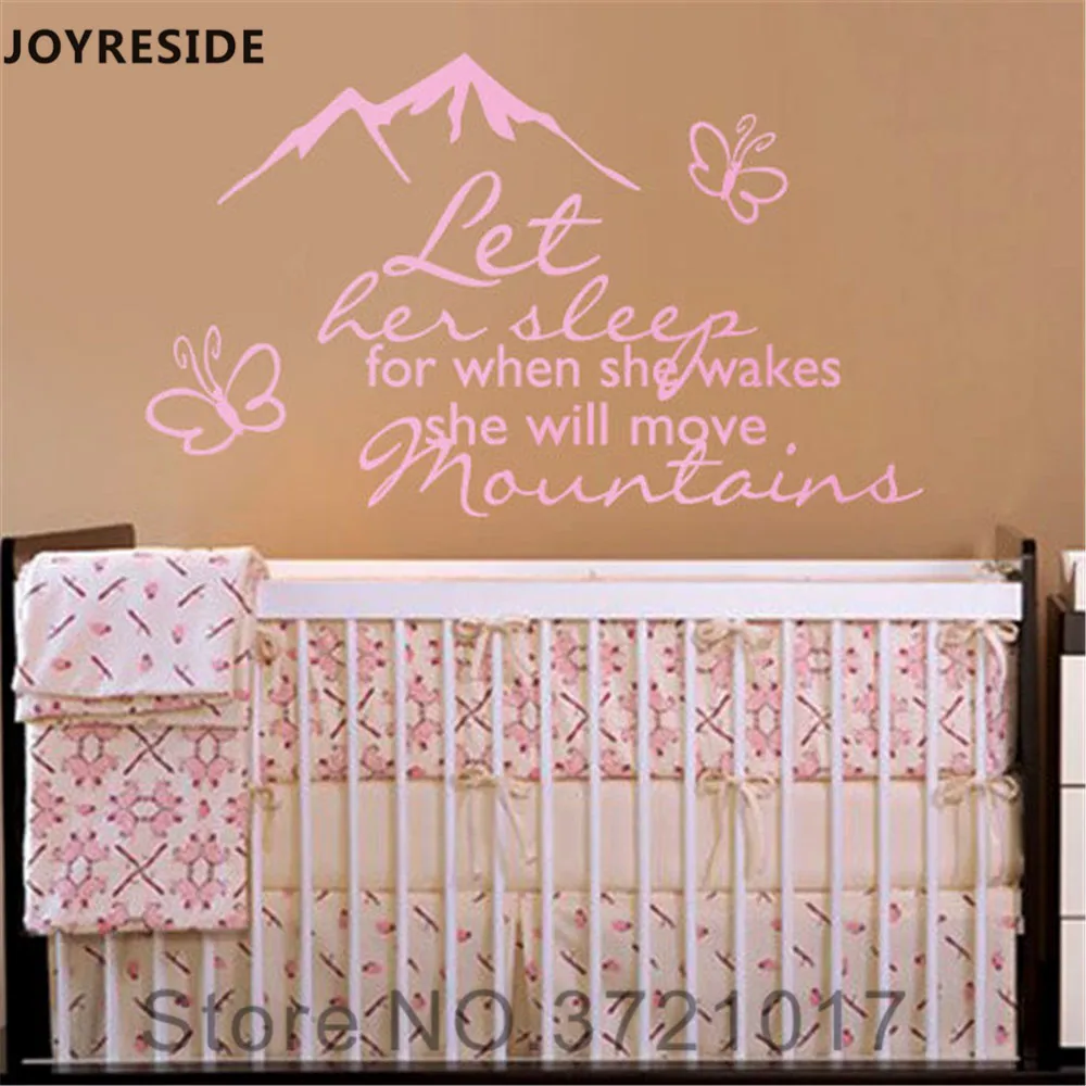 

JOYRESIDE Let Her Sleep for When She Wakes Up She will Move Mountains Wall Decal Vinyl Sticker For Baby Girl Kids Decor XY068