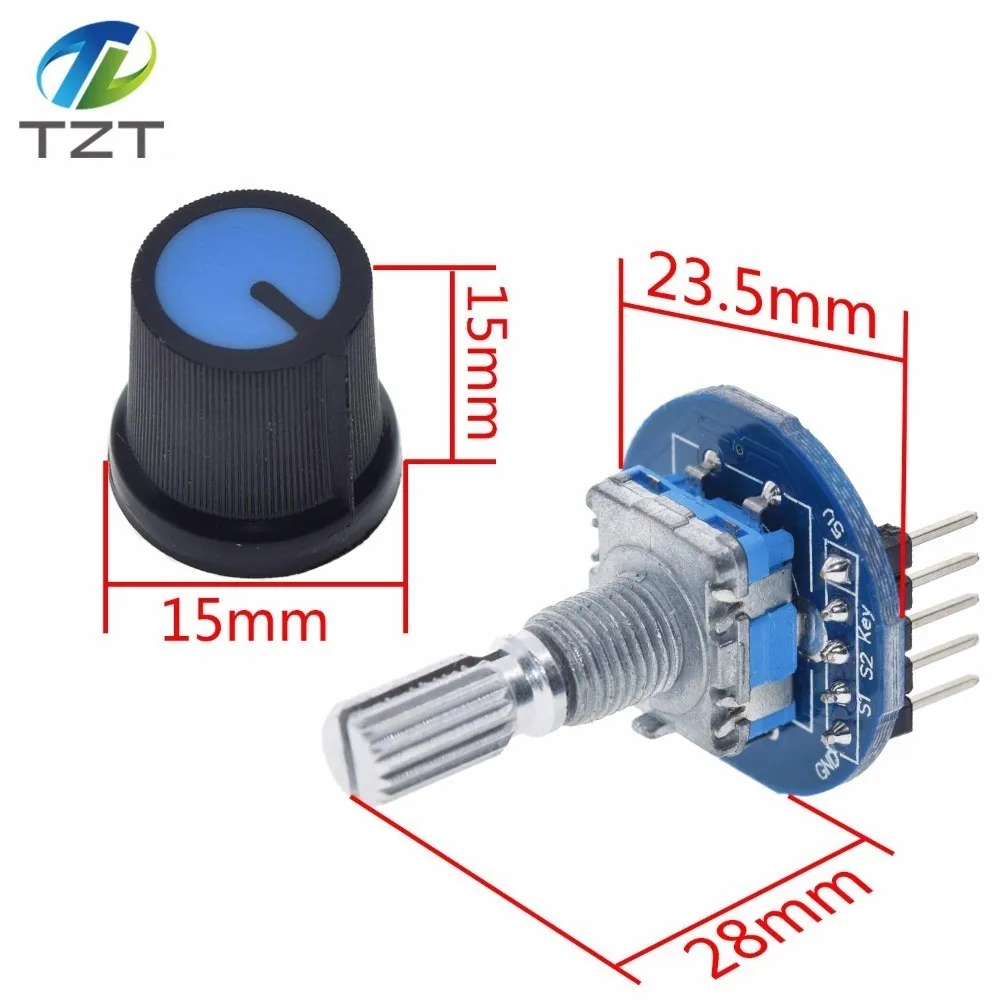 TZT поворотный модуль кодировщика для Arduino кирпичный датчик разработки круглый аудио вращающийся Потенциометр ручка крышки EC11