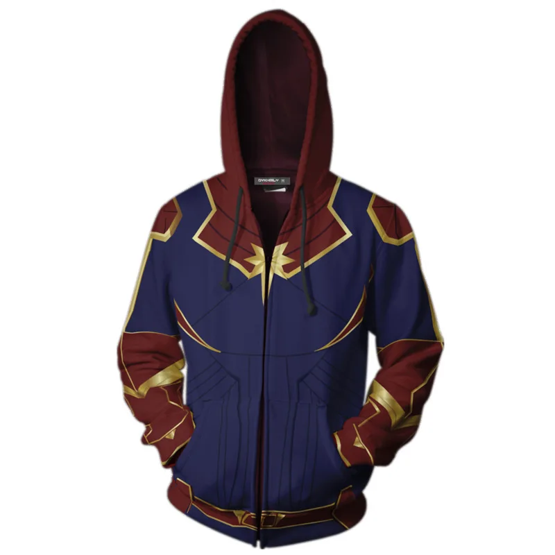 

5XL Men Hoodie Jacket Costume Cosplay Uniform Space War Sweatshirt Plus Size Loose Captain Marvel Avengers Halloween Role-play