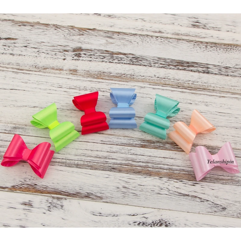 

120pcs/lot 3.2" 16colors Luxe Hair Bows For Headbands/Hair Clips Super Hard PVC Satin Bow For Kids Girl Hai Accessories HairClip