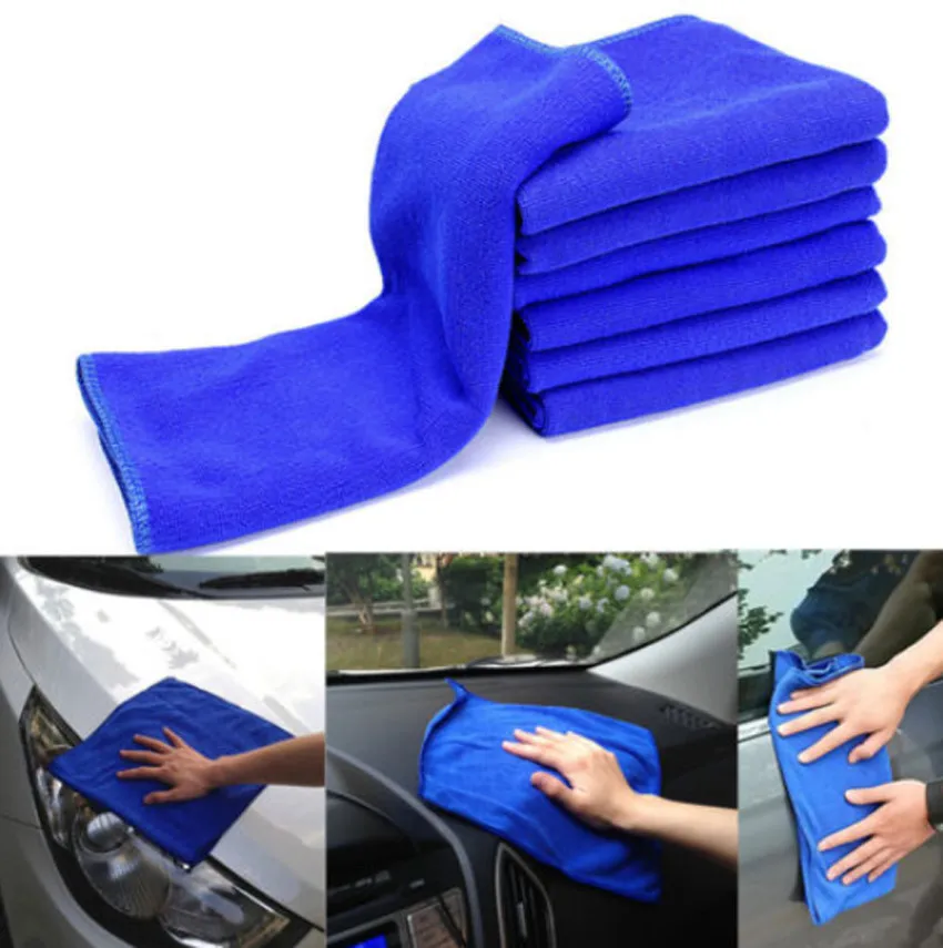 

6pcs/lot Car Cleaning Cloth Blue Home Washing Window Polish Microfiber Towel 30x30cm