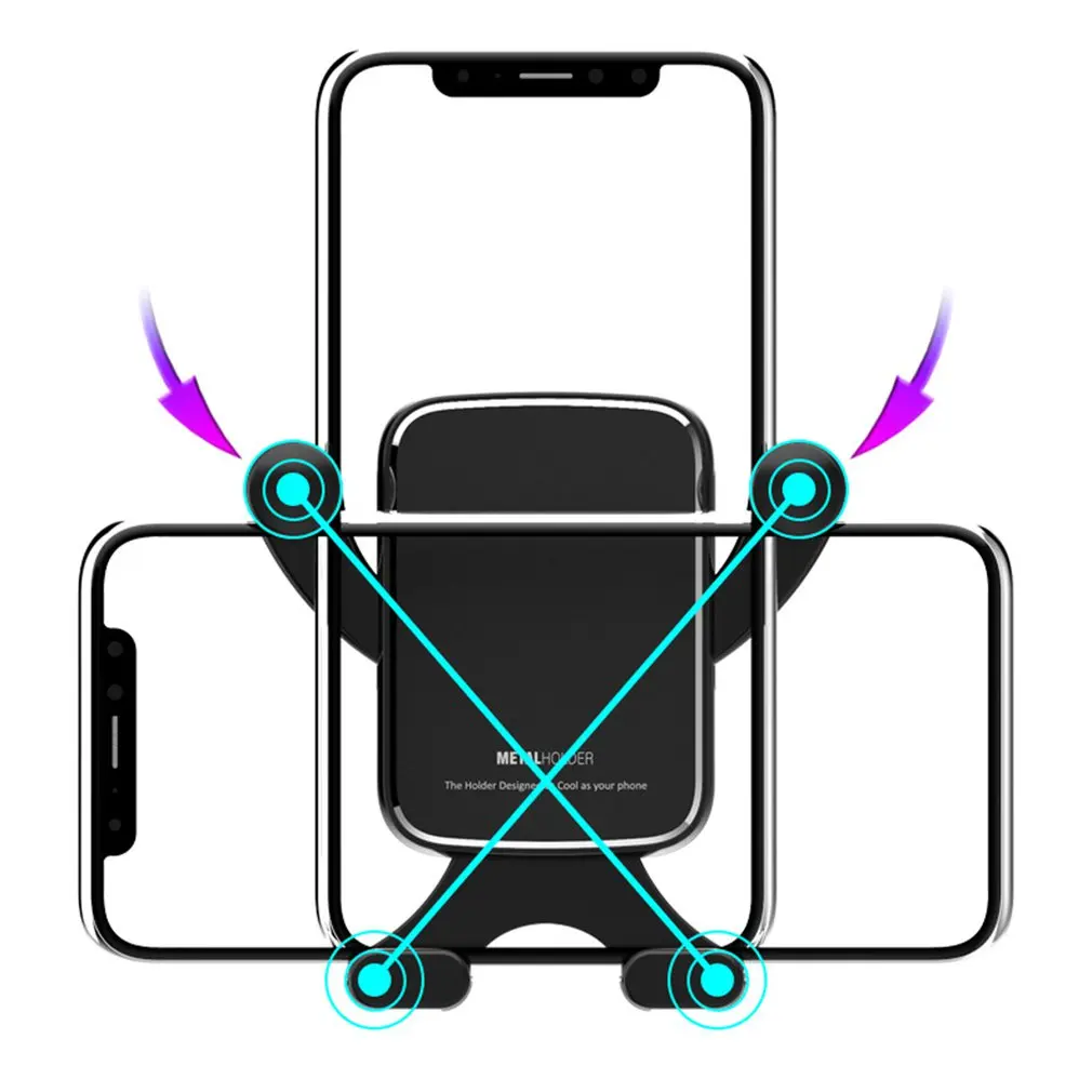Горизонтальный и вертикальный экран гравитационный Кронштейн Автомобильный держатель для телефона металлический Универсальный воздушный выход многофункциональный алюминиевый сплав