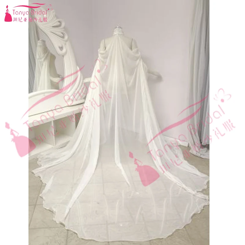 Black Chiffon Cape Long Elegant Fashion High Neck Bolero Novia Boleros For The Wedding Jacket For Women Cheap Z901