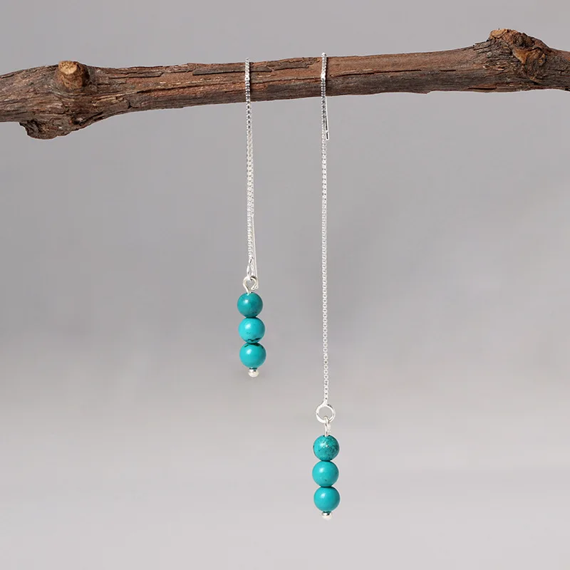 Garnet lazuli ear line 100% 925 Sterling silver Jewelry fashion Hypoallergenic dangle earrings for women gift charms