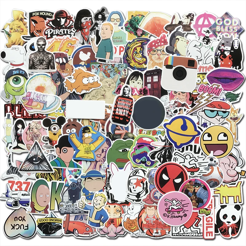 AQK 100 قطعة للماء مضحك الكرتون ملصقات ل DIY لوح التزلج السفر حالة المحمول دراجة نارية التلفزيون سيارة الغيتار طفل لعبة ملصقا قنبلة