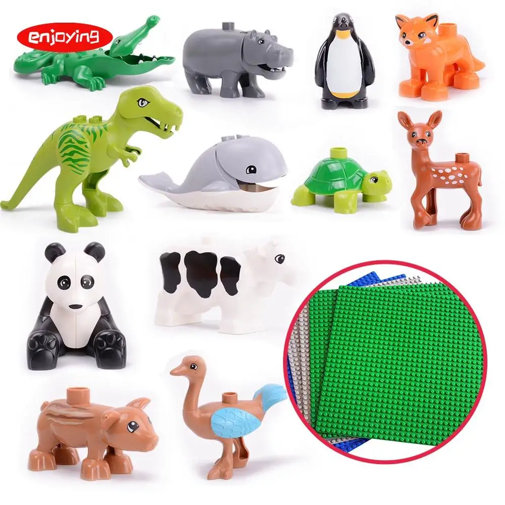 

Legoingly Duplos Animal Series Base Plate Building Blocks Elephant penguin Bricks Elephant monkey Toy Figures For Children Gift