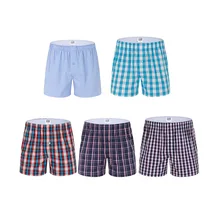 Для отдыха клетчатый домашний узор хлопковые боксеры тканые удобные мужские боксеры мужское термобелье 35 цветов Европейский/американский размер