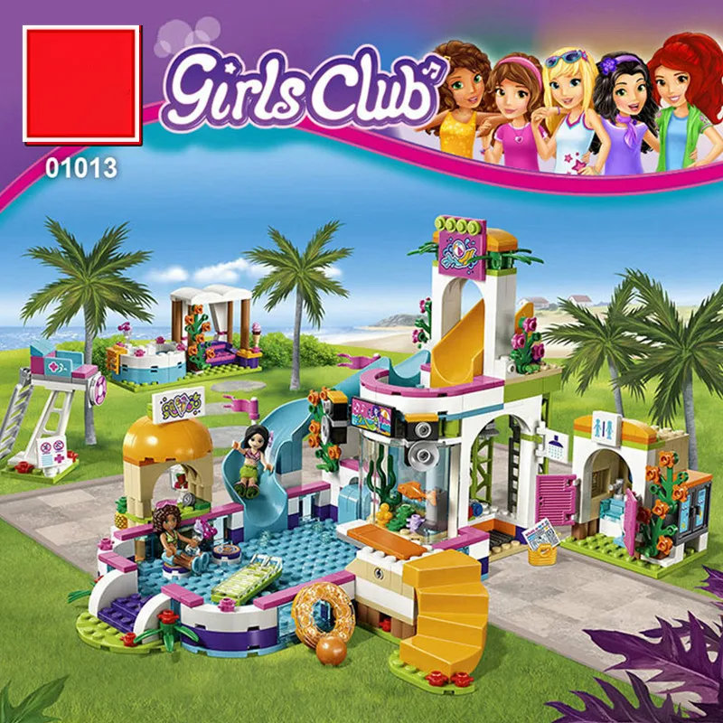 

01013 Girls Club The Heartlake Summer Pool Set Friends 41313 Model Educational Building Bricks compatible with legoe