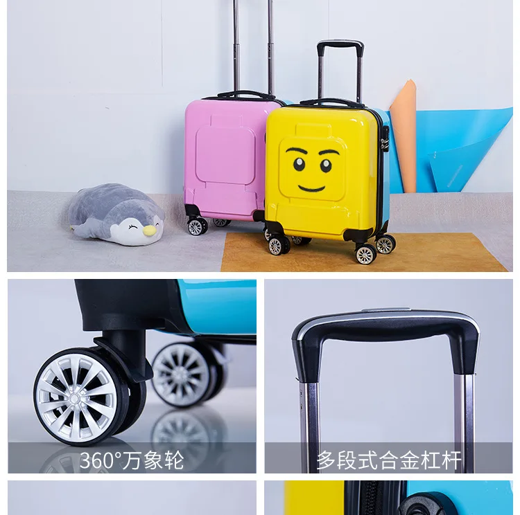 ZYJ Customizable Girls Boys Travel Trolley Luggage kids Cute Alloy Rolling Airplane Suitcase Trunk 18 inch Luggage (18)