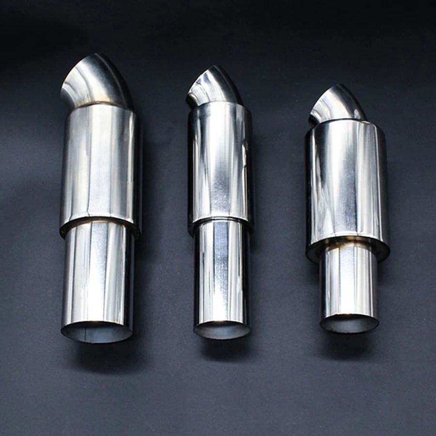 

2 "inlet to 2" outlet Car Muffler Stainless Steel Exhaust Pipe Tip Resonator Polished Bent Burnt Tip And Silencer