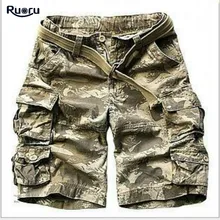 Ruoru мужские повседневные мужские шорты Карго камуфляж карго шорты, Военный Камуфляж Короткие мужские бриджи, бермуды Masculina с поясом