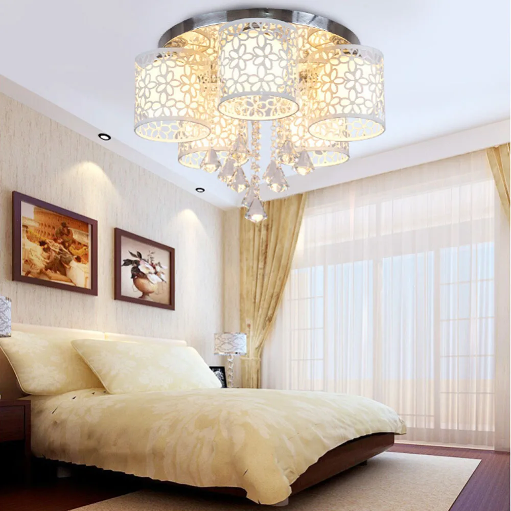 

Led Modern Crystal Ceiling Lamp E27 Bedroom Child Lighting Ceiling Light Fixtures 110V-220V Flush Mount Ceiling Lights