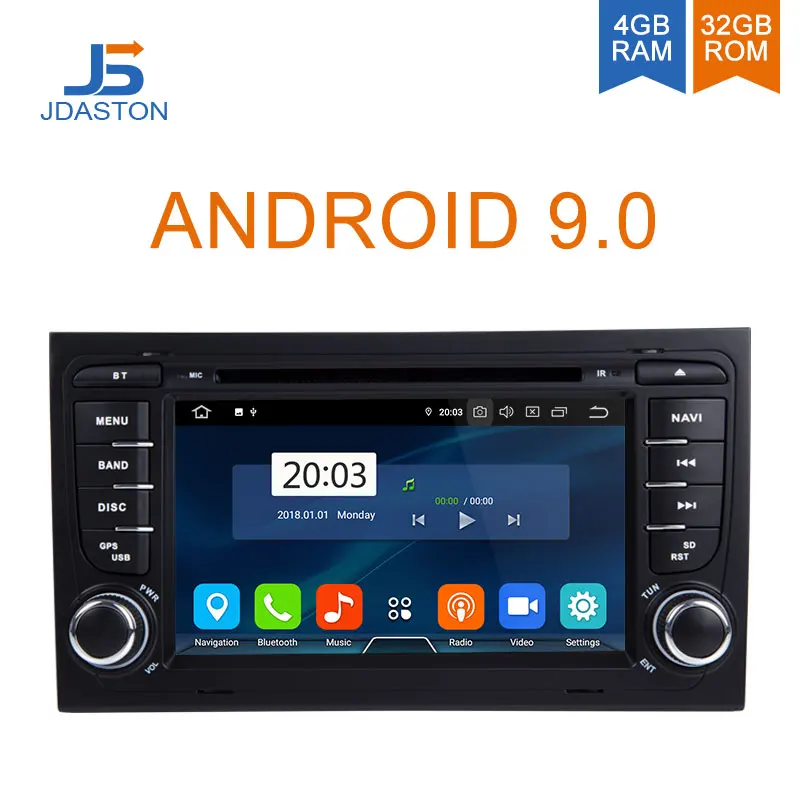 

JDASTON Android 9.0 Car Multimedia Player For Audi A4 S4 GPS Navigation Stereo 2 Din Car Radio WIFI DVD CD 4G+32G Octa Cores RDS