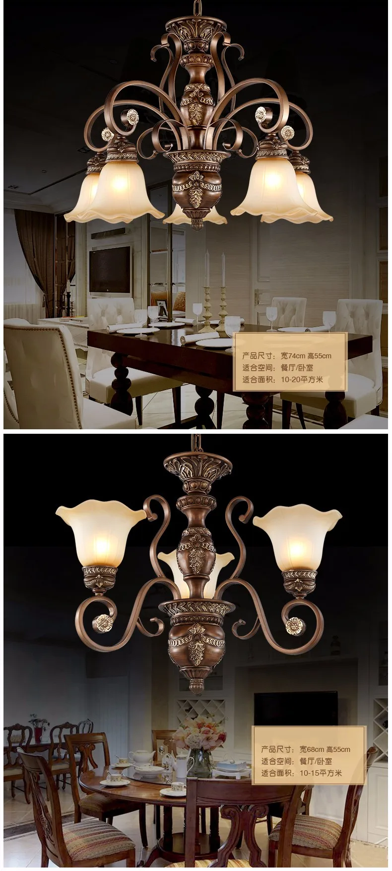 Роскошная люстра в европейском стиле из смолы, лампа для гостиной, лампа с цоколем E27, посылка, люстры para quarto