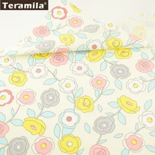 Ткань Teramila, хлопок, саржа, тканевый светильник, бежевый цвет, принт с героями мультфильмов, цветочные узоры, постельные принадлежности, текстиль, одежда, украшения для кукол