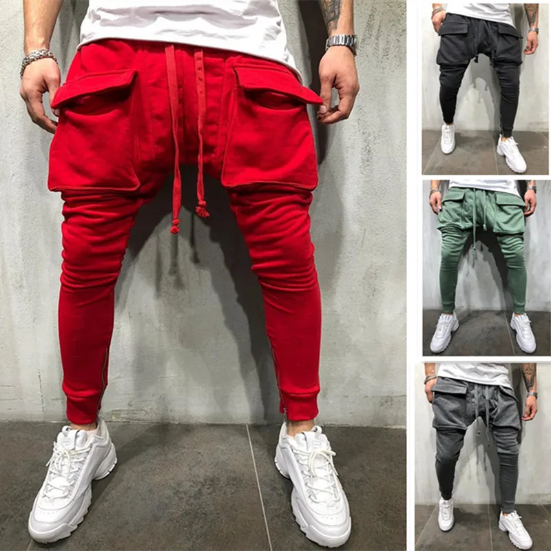 Package mail Large size men's casual pants 2019 new large pocket gym ...