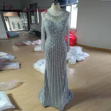 Новое поступление, вечерние платья, длинные, иллюзионный воротник, на заказ, длинные рукава, тяжелое, из бисера, арабское, труба, вечернее платье