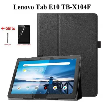 

Folding Folio PU Leather Case for Lenovo Tab E10 TB-X104F New Release Tablet Stand Cover for Lenovo E10 10.1 inch case+film+pen