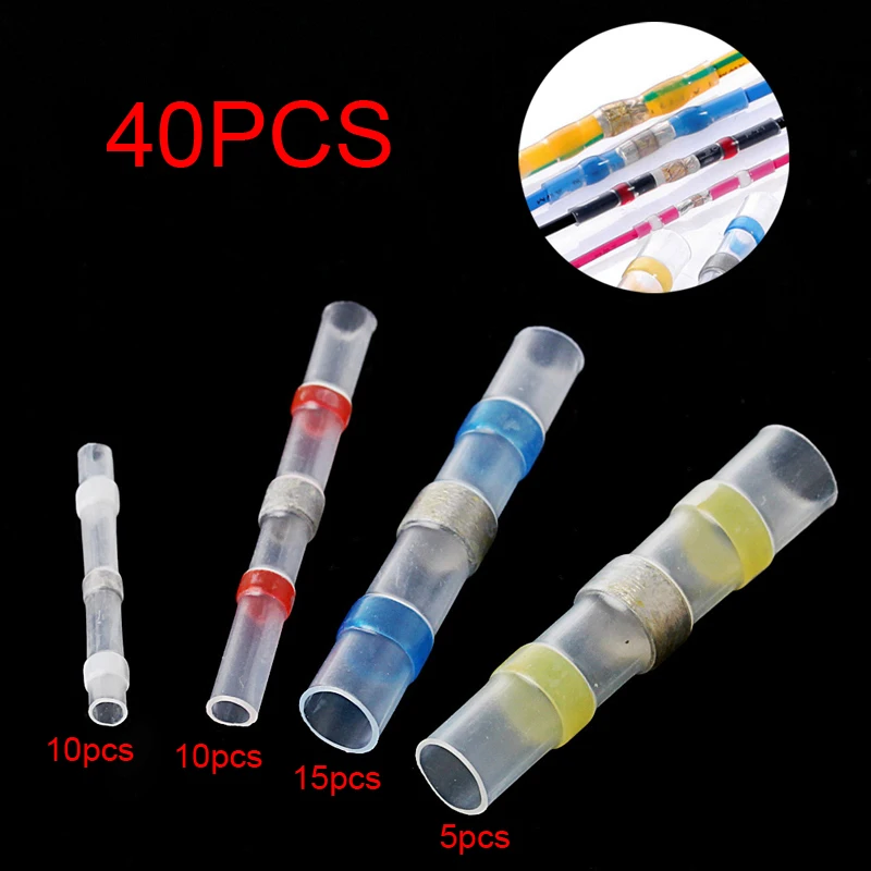 

4 Sizes Blue Heat Shrink Solder Seal Cable Sleeve Terminal Butt Cover Tube Wrap Kit 40pcs Car Copper Practical