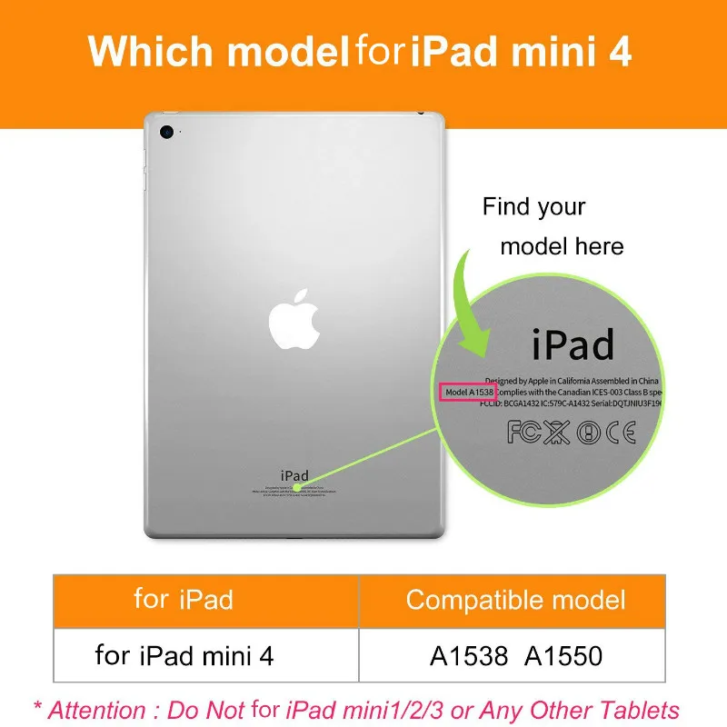 Смарт-подставка держатель Folio Case для iPad mini 4 модель A1550 A1538 Магнитная крышка флип Личи PU кожаный чехол для iPad mini 4