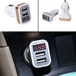 Пластик 12 24 В Dual USB Выход автомобили Зарядное устройство зарядки с Вольтметр Дисплей