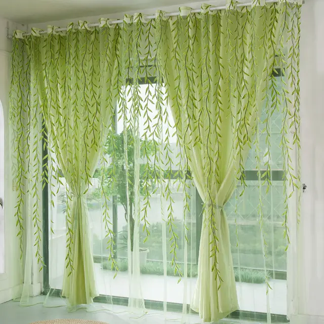 Online Shop 1pcs Green Willow Sheer Curtain For Living Room Window