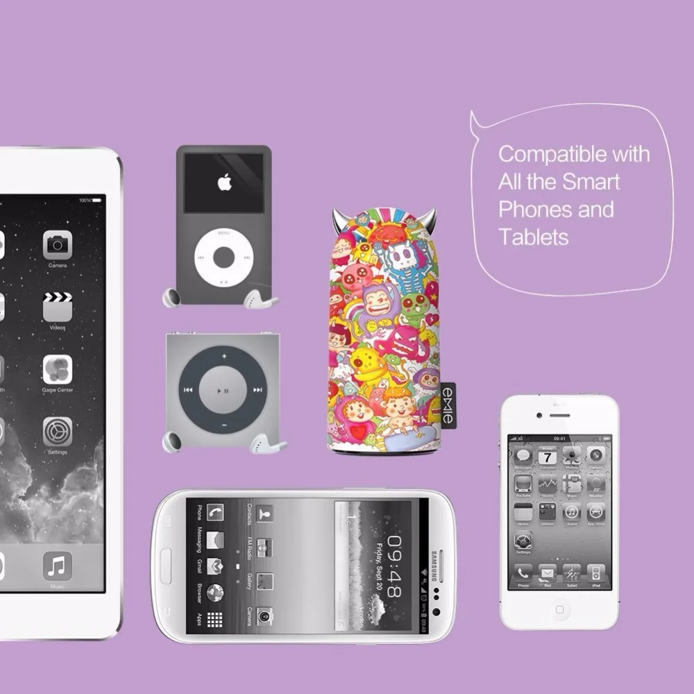 Emie xMonster portable Charger, 5200mAh Compact cute Power Bank USB Charger for iphone 6 7 8plus ipad for samsung with LED Ears