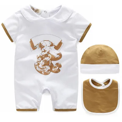 

Newborn boys and girls one-piece dress cotton baby boys and girls clothing suits jumpsuit + hat + scarf