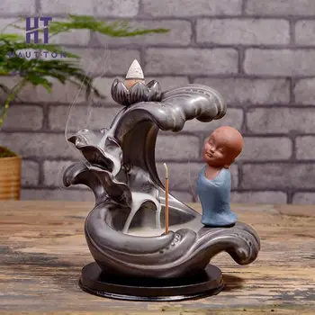 

Porcelain Buddha Incense Base Sandalwood Incense Small Monk Backflow Aromatherapy Creative Home Decoration
