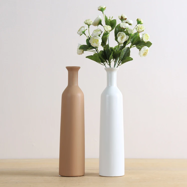 Simple modern Japanese slender small mouth vase flower vase ceramic