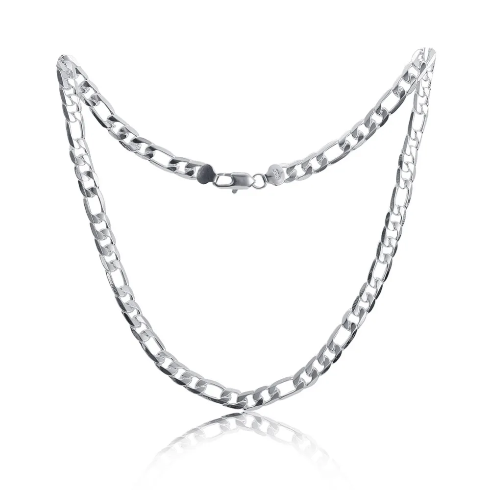 Чистое Серебро 925 ожерелье s для мужчин 4 мм Фигаро цепочка ожерелье 16-30 дюймов Длинное колье модные ювелирные аксессуары заводская цена