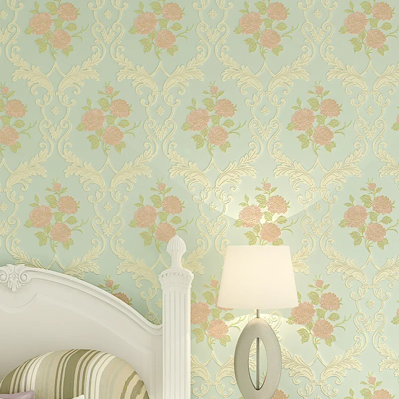 Scarica Gratis Images Beibehang Relief Damas Luxe Beige Rose Bleu Damasse Papier Peint actualisé par