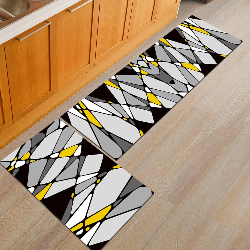 

2PCS Door Mat Modern Hallway Washable Bedroom Mold Resistant Antibacterial Restaurant Kitchen Multi Color Entry Geometric Thin