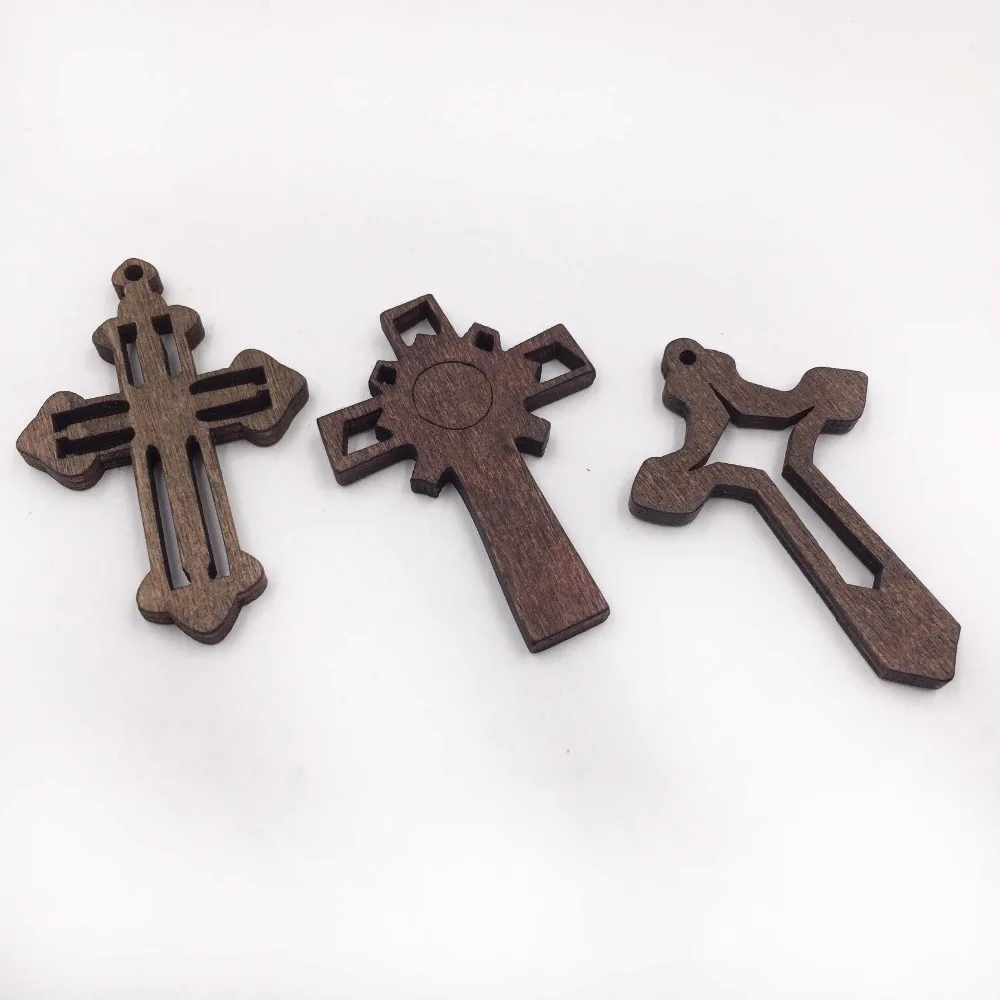 

Wooden Cross Charm 30 Pcs 44X32mm New Style Necklace Pendant DIY Accessories Unfinished Designs Jesus Wood Cross