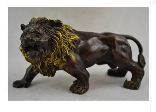 

decoration bronze factory Pure Brass Antique 6.2 inch / Elaborate Old Chinese hand carved copper fierce lion statue sculpture