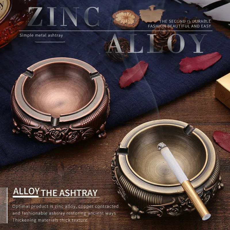 

Yooap Creative European Retro Ashtray Mini Ashtray Outdoor Home Metal Round Designer Ashtrays Living Room Table Accessories-2019