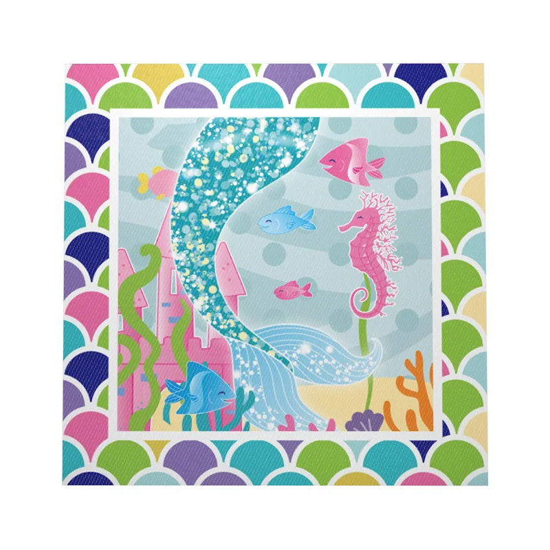 

10pcs/lot Cartoon Little Mermaid Disposable Napkins Birthday Party Decoration Napkin Under the Sea Theme Party Supplies