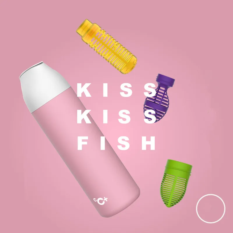 Xiaomi Kiss Kiss Fish 525ml Function Tea Nutrition Cup Cook Egg Oled Temperature Screen Vacuum Smart Cup For Xiaomi Smart Home - Цвет: Pink