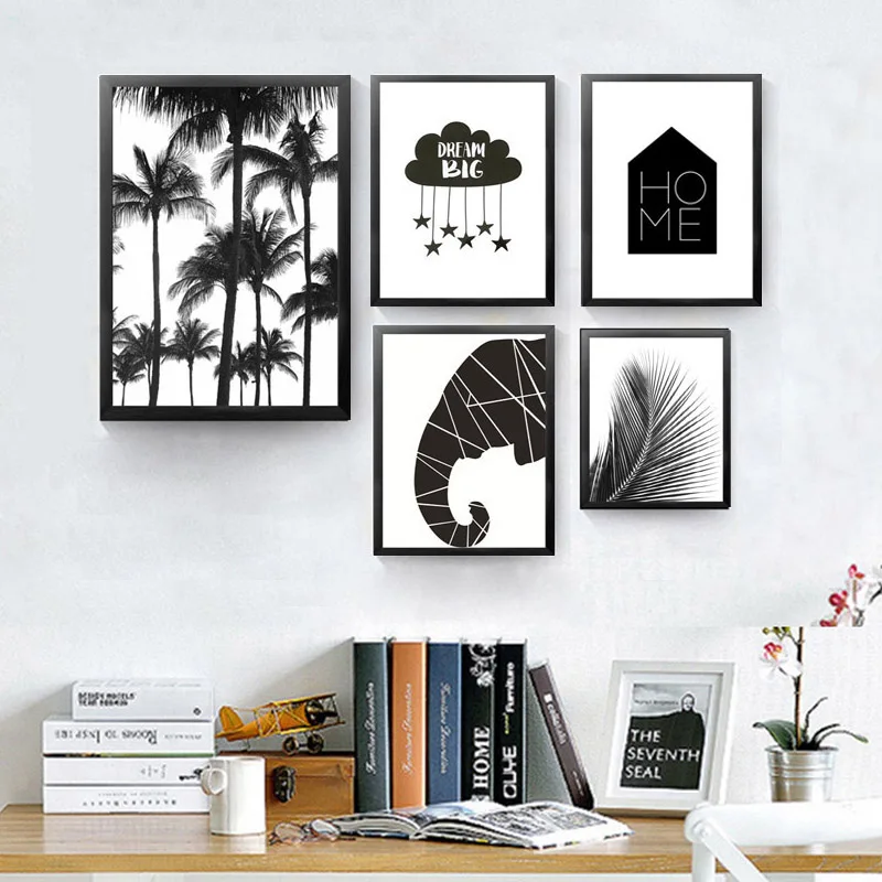 

black white abstract canvas painting fashion modern cartoon picture wall art print poster painting